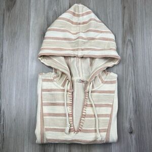 Faherty Cream and Pink Striped Hoodie